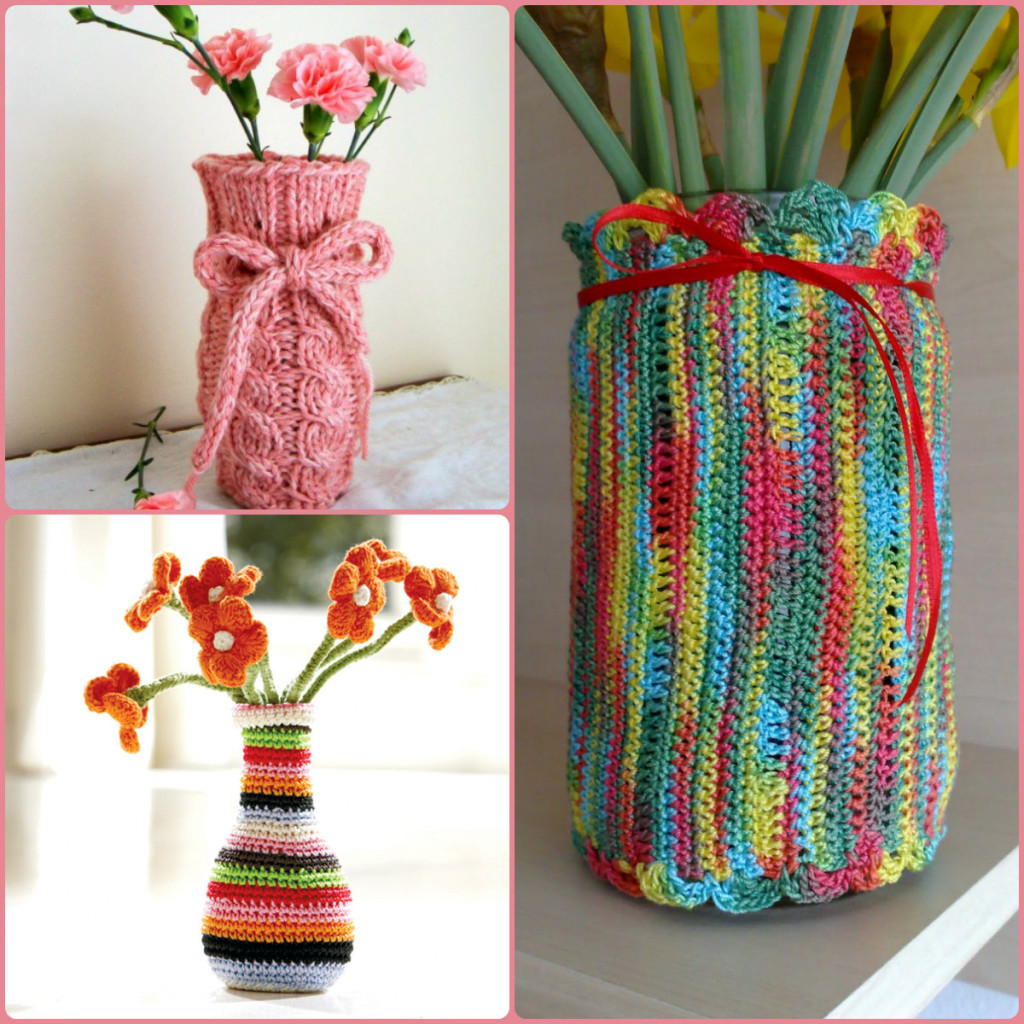 вазы в вязаной одежке